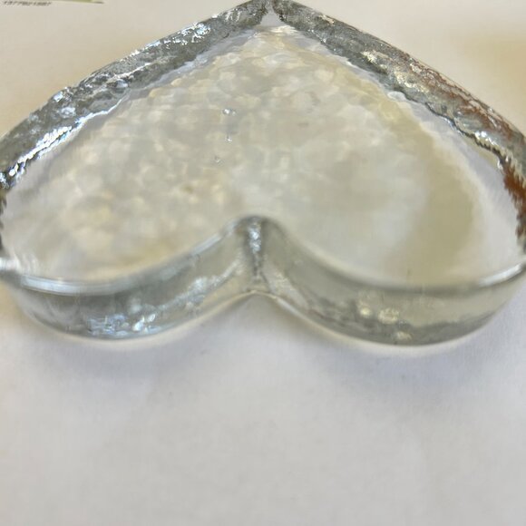 Vintage Paperweight Clear Heart Shaped Art Glass /crystal Flat Back Heavy - Picture 11 of 11